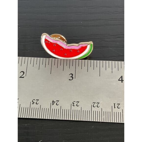 Watermelon Slice Enamel Lapel Pin With Gold-Tone Backing - Picture 2 of 3